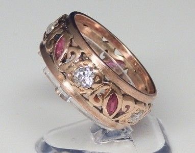   kt Rose Gold .25 ctw Diamond & .55 ctw Ruby Wedding Band  