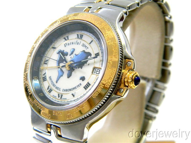   Parsifal GMT Stainless 18K Gold World Time Mens Auto Watch NR  