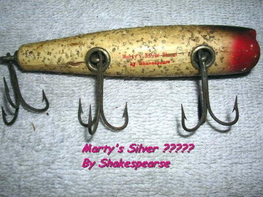 1940 Wooden Shakespear Lure, Martys Silver Streak  