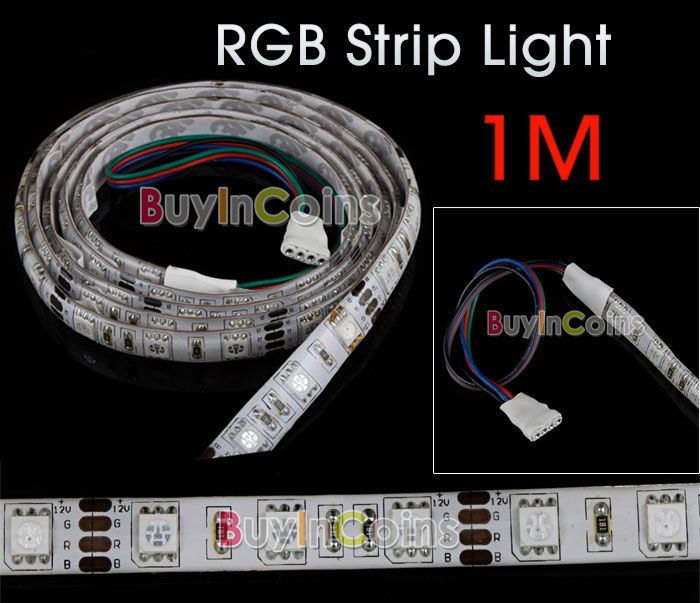   12V Flexible RGB 60 LED Strip Light 5050 SMD Car Auto Decoration Light
