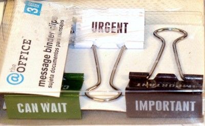 NEW 3 Large Message Binder Clips URGENT/IMPORTANT/WAIT  