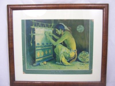 1931 Santa Fe Calendar Print INDIAN WEAVER E. I. Couse  