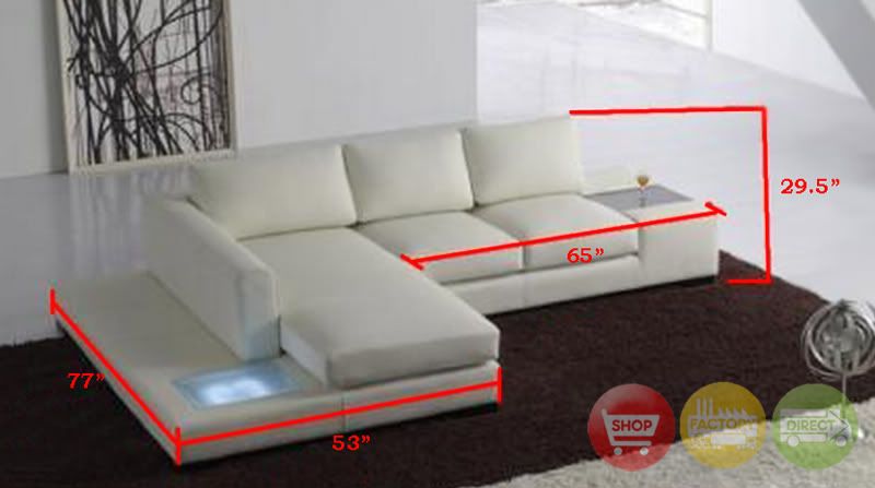   Italian Leather Sectional Sofa w/ Built in Light & Table T35 mini