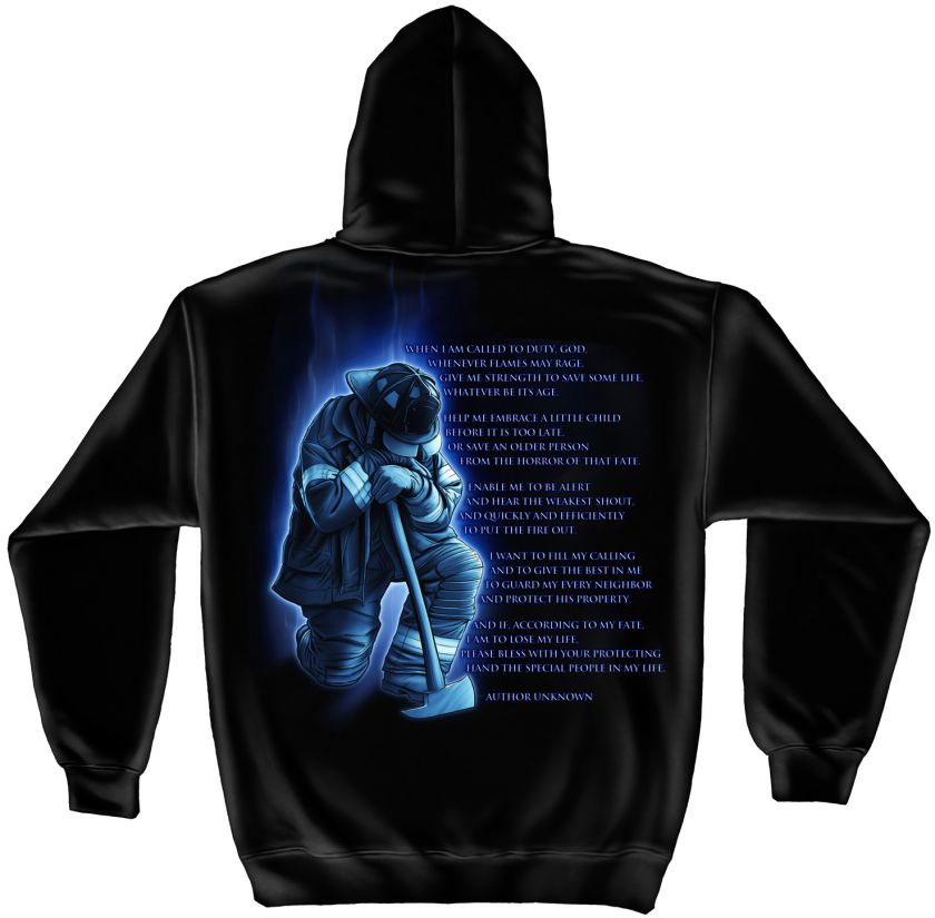 Firefighter Hooded Sweatshirt Firemans Prayer Hoodie  