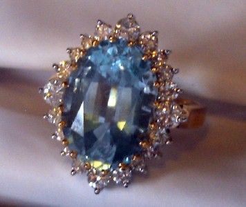 WOMENS YELLOW GOLD COCKTAIL RING~1 TOPAZ/20 DIAMONDS  