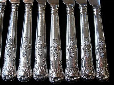 Antique Sterling Aaron Hadfield Georgian Kings set 24  