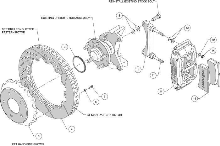   DISC BRAKE KIT,FRONT,1993 1996 MAZDA RX 7,13,BLACK CALIPERS,1994,1995