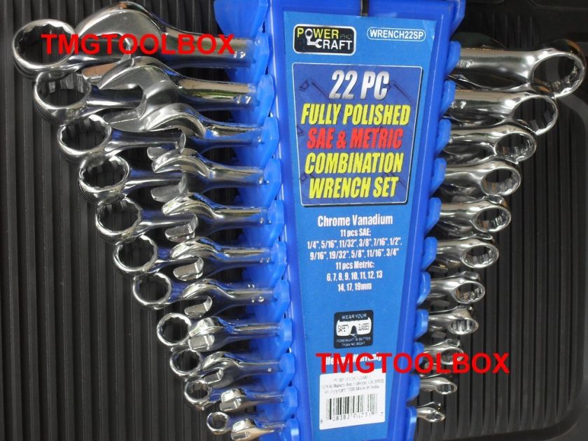 22PC LARGE WRENCH SET SAE & MM POWER CRAFT 19MM 3/5  