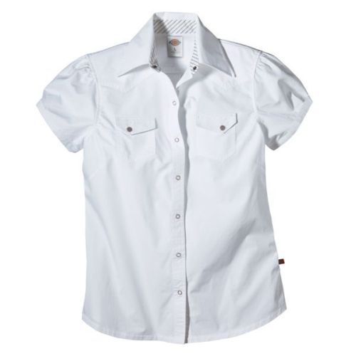 DICKIES WOMENS SHORT SLEEVE BUTTON DOWN POPLIN SHIRT  