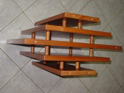   Modern Teak Slats End Table with Glass Top Unusual and Unique  