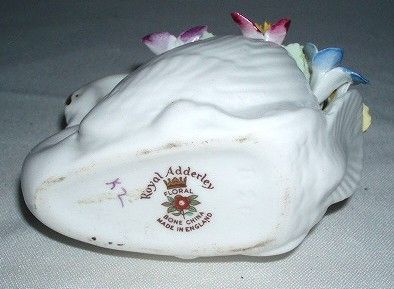 Royal Adderley Bone China Swan Floral Basket  