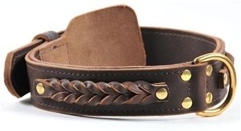 Double Ply Leather Wide Dog Collar Braided Heaven  