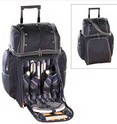 Picnic Basket Deluxe Trolley Service for 4   32 Pc Set  