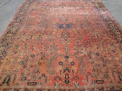 ESTATE RUG ANTIQUE PERSIAN AMERICAN VASE SAROUK OLD RUG 91 x 127 