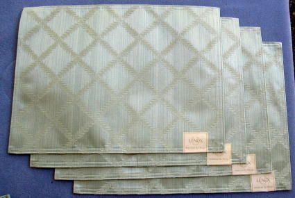 Set FOUR Lenox Laurel Leaf Mint Green Placemats NEW  