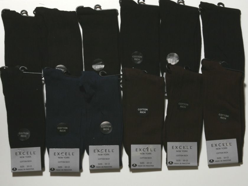 12 Pairs Mens Cotton Assorted Solid Color Dress Socks E788  