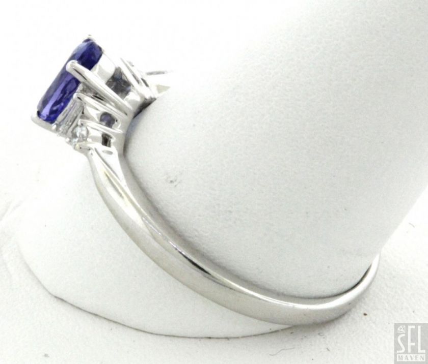 14K WHITE GOLD .72CTW DIAMOND/TANZANITE COCKTAIL RING SIZE 7  