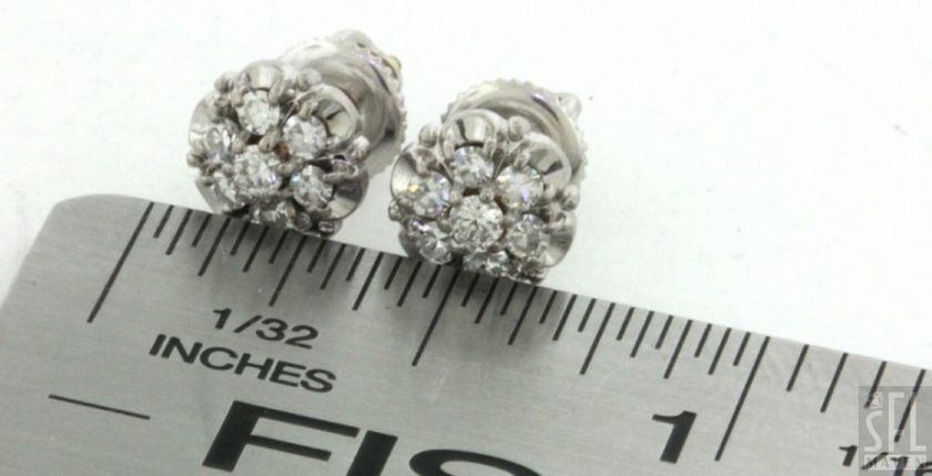 JABEL 18K WHITE GOLD 0.42CT DIAMOND FLOWER STUD EARRINGS  