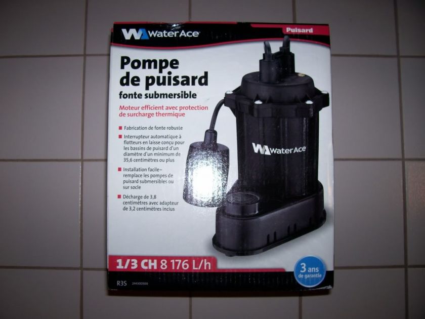   ACE 1/3 HP Cast Iron Submersible Sump Pump R3S 24430D500 NEW IN BOX