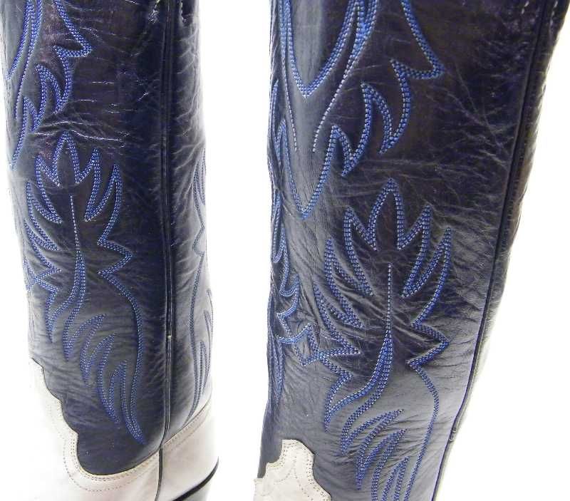 WOMENS JUSTIN GREY BLUE TALL COWBOY BOOTS SZ 5.5~1/2 B  