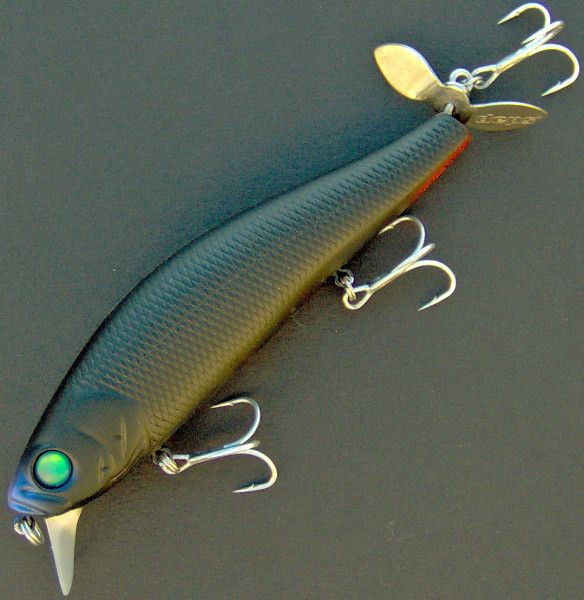 deps Spiral Minnow ~ Topwater Propbait ~ Jet Black  