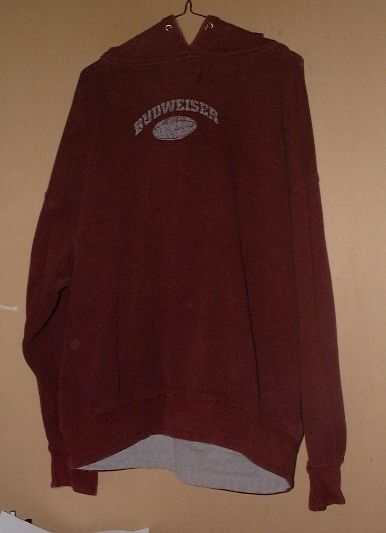 VINTAGE BUDWEISER REVERSIBLE HOODED SWEAT SHIRT XL  