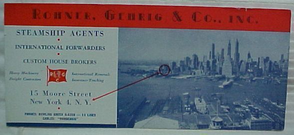 Rohner, Gehrig & Co. Inc. Steamship Agents New York NY Blotter  