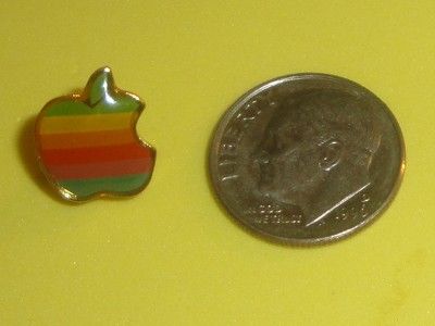 Apple Computer Company Vtg Mini Enamel Metal Promo Pin Rainbow Shape 