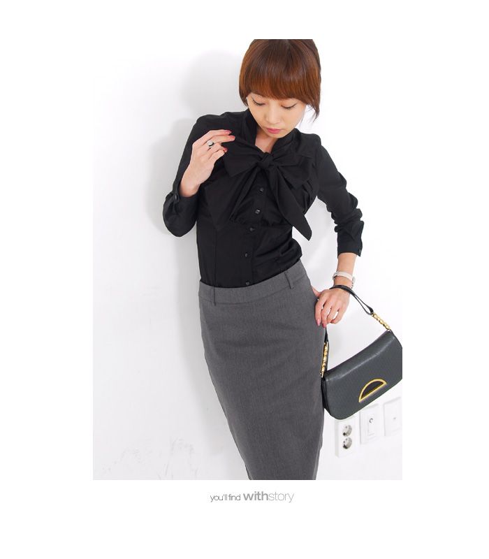 Basic H Line Skirt, Career Woman, Korea,Office, A180016  