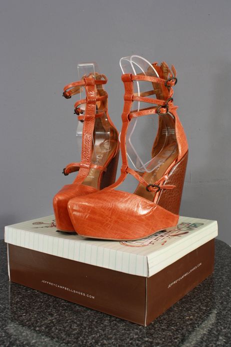 NEW w/ BOX Jeffrey Campbell ~THE ZANE SHOE~ Platform Wedge Orange 