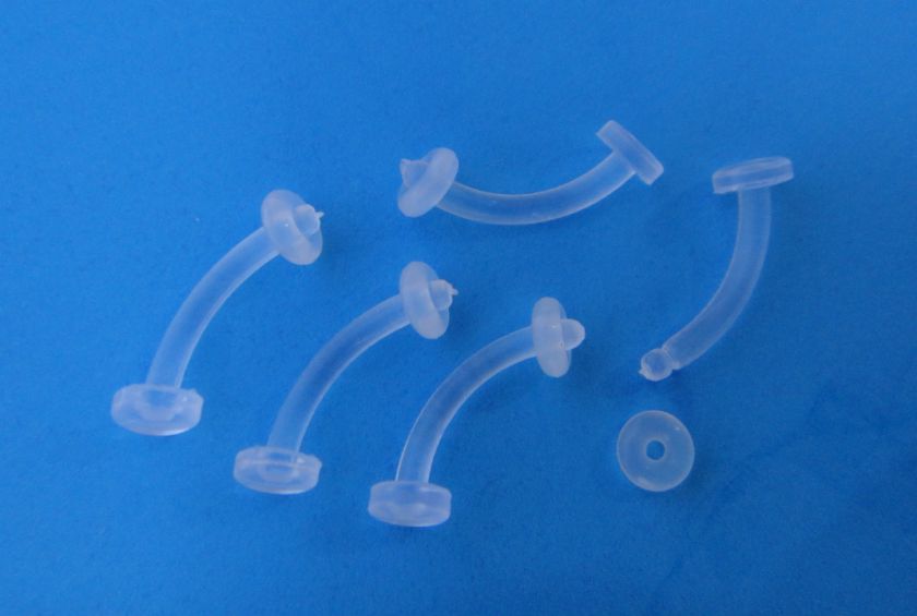 5pcs 14G Clear FLEXIBLE RETAINERS NAVEL BELLY RINGS  
