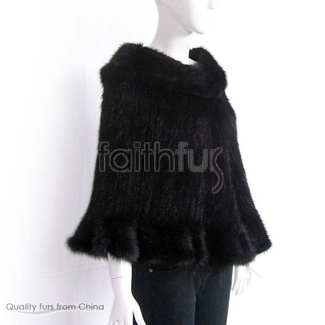 Knitted Mink Fur Cape/Shawl/Stole/Wrap/Poncho/Scarf  