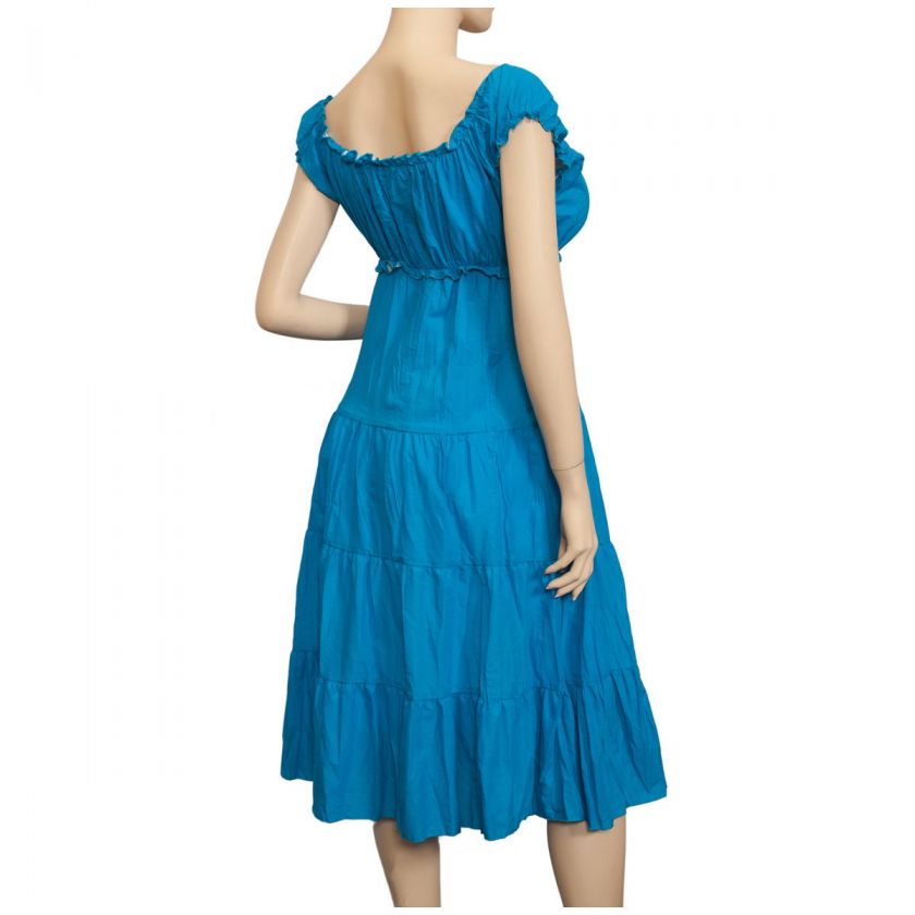 Plus Size Blue Cotton Empire Waist SunDress  