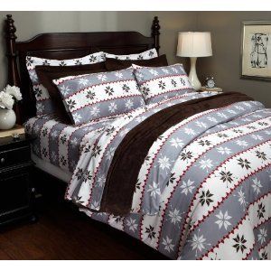 Printed Flannel Duvet Cover, Swiss Bliss Gray QUEEN / FULL  