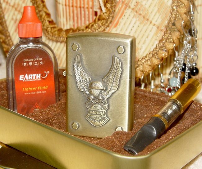 Wolf Totem etc. Relievo(7 Available) Fuel Lighter + Cigarette Holder 