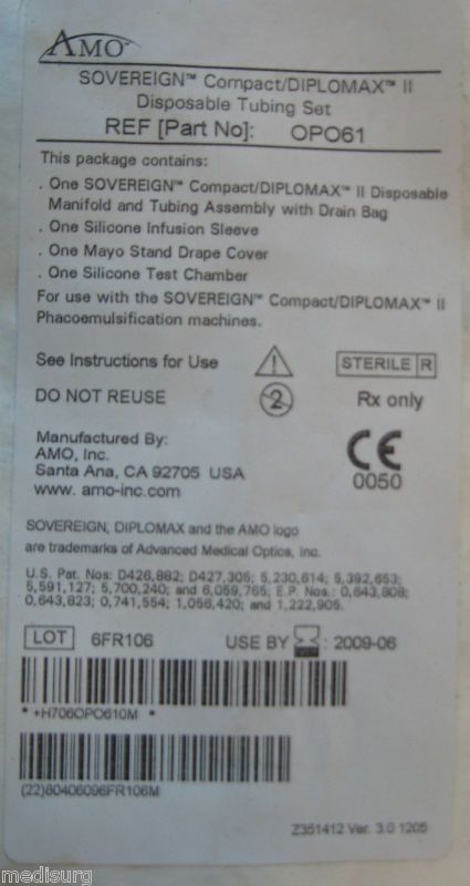 AMO SOVEREIGN Compact/DIPLOMAXII disposable tubing sets  