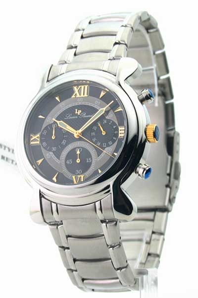 MENS LUCIEN PICCARD STEEL CHRONO WATCH 28167BK  