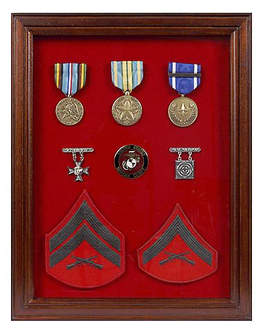 MILITARY SHADOW BOX MEDAL COIN RIBBON DISPLAY CASE #7  