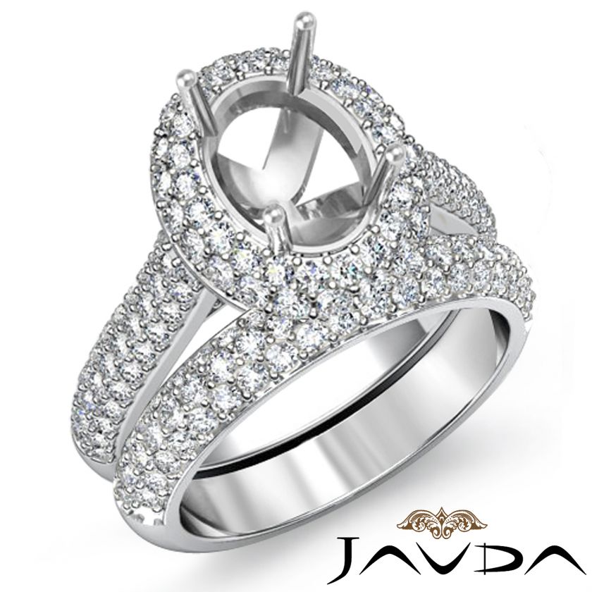 Diamond Ring Oval Bridal Mount 18k White Gold s5.5 Engagement 
