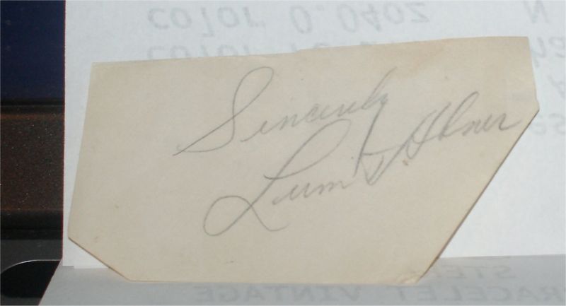 LUM ABNER MOVIE STAR FAMOUS AUTOGRAPH 1943  