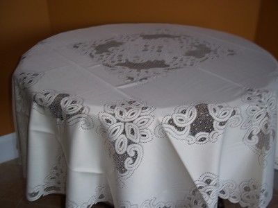 IVORY 70 ROUND BATTENBUR TABLECLOTH LACE COTTON ITCF340  