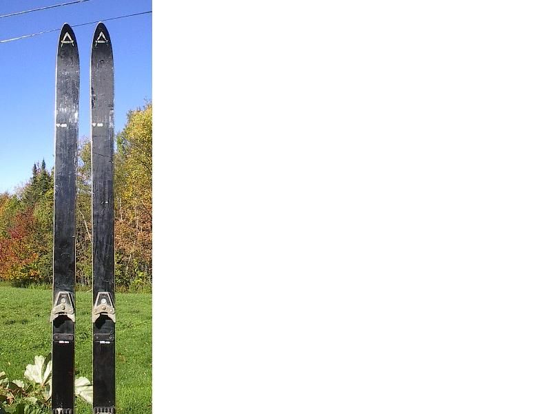  of alpine skis that are signed GRESVIG. The skis have their metal 