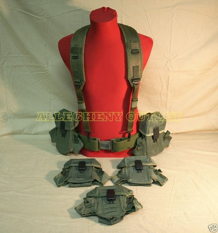 US Army M PISTOL Belt /Suspender (5) Ammo Pouch LOT VG  