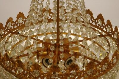 UNIQUE CRYSTAL VINTAGE CHANDELIER CAST BRASS ANTIQUE FRENCH STYLE 