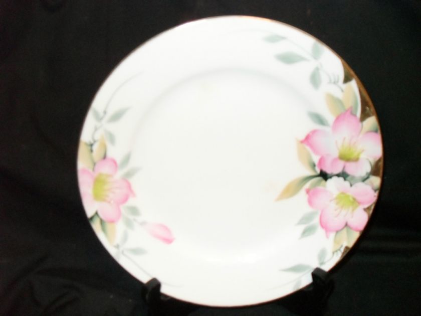 Noritake Azalea Salad Plate, Gold Trim, Green Stamp  