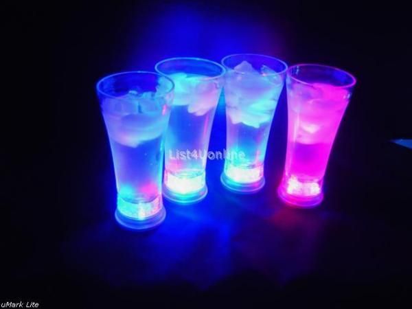 LIGHT UP LED FLASHING PILSNER GLASS BARWARE GLASSES  