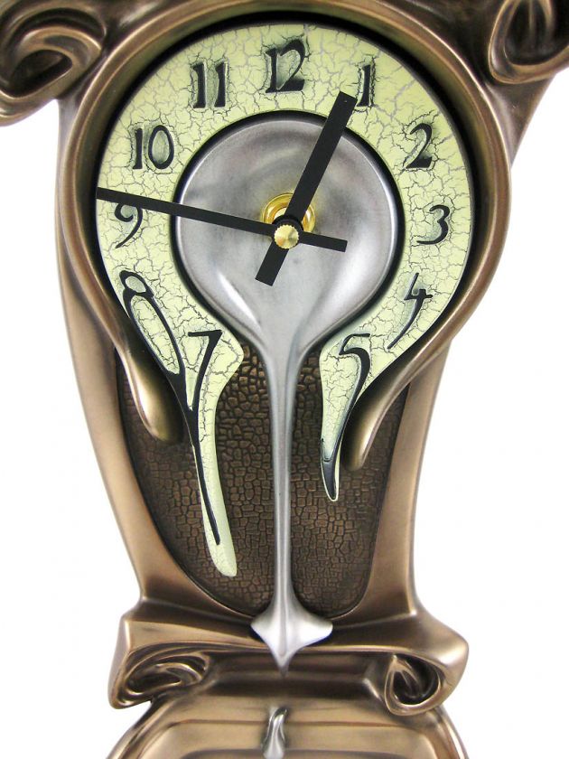 Bronze Finish Melting Mantel Clock Desk Table Dali  