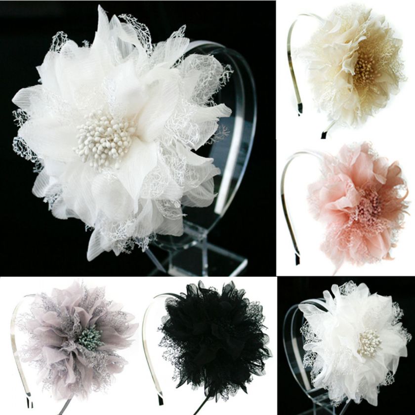 Celebrity Wedding Bridal Chiffon Floral Headband Fascinator Hair piece 