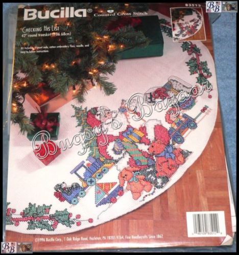 Bucilla SANTA CHECKING HIS LIST Counted Cross Stitch Christmas Tree 