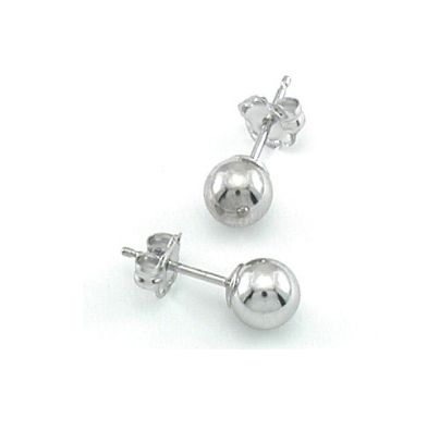 14K Solid White Gold Ball Earrings 3mm Studs